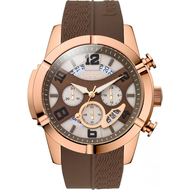 BREEZE Royal Glow 110411.4 Γυναικείο Ρολόι Quartz Chronograph Καφέ Λουράκι 48 mm