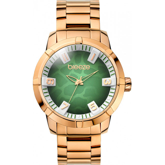 BREEZE Safari Chic 210381.6 Γυναικείο Ρολόι  Quartz Ροζ Μπρασελέ Πράσινο Καντράν