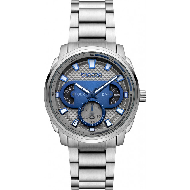 BREEZE CitySpicer 612102.3 Ανδρικό Ρολόι Quartz Μπλε Ασημί Καντράν 44 mm 10 atm