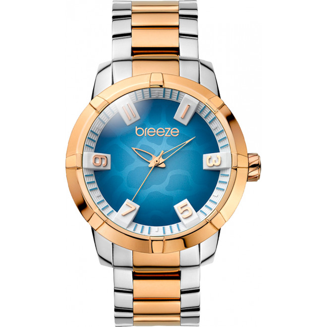 BREEZE Safari Chic 710381.5 Γυναικείο Quartz Δίχρωμο Ασημί Ροζ Μπρασελέ Μπλε Καντράν