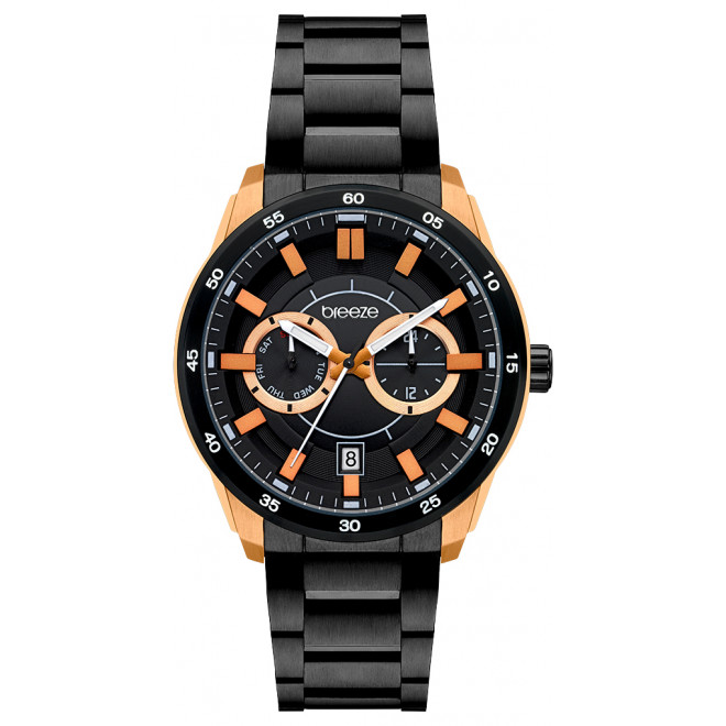 BREEZE Mantrix 712122.2 Ανδρικό Ρολόι Quartz Μαύρο Μπρασελέ Καντράν 44 mm 10 atm