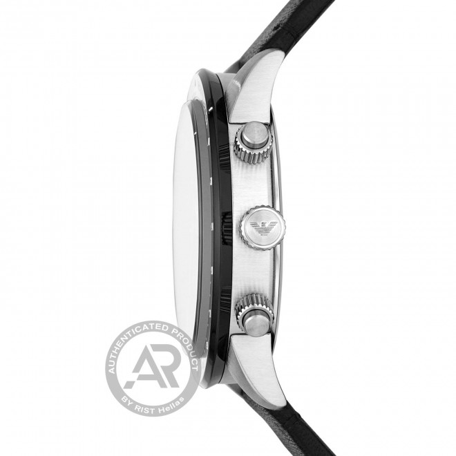 EMPORIO ARMANI Mario AR11243 Ανδρικό Quartz Chronograph Μαύρο Δερμάτινο Λουράκι