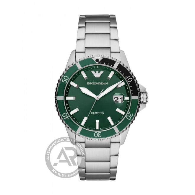 EMPORIO ARMANI Diver AR11338 Ανδρικό Ρολόι Quartz Πράσινο Καντράν 10 atm