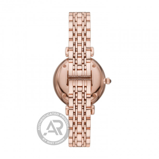 EMPORIO ARMANI Gianni T-Bar AR11401 Γυναικείο Ρολόι Quartz Μαύρο Καντράν Ροζ Μπρασελέ