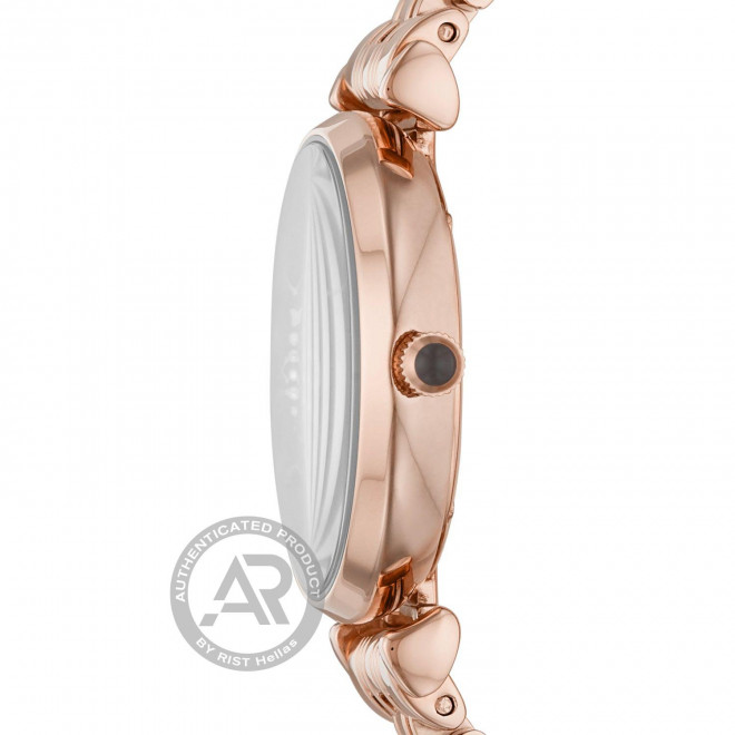 EMPORIO ARMANI Gianni T-Bar AR11401 Γυναικείο Ρολόι Quartz Μαύρο Καντράν Ροζ Μπρασελέ
