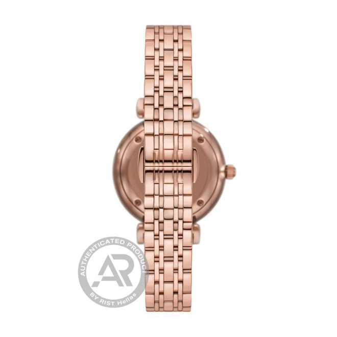 EMPORIO ARMANI Gianni T-Bar AR11446 Γυναικείο Ρολόι Quartz Ροζ Μπρασελέ Ασημί Καντράν Κρύσταλλα