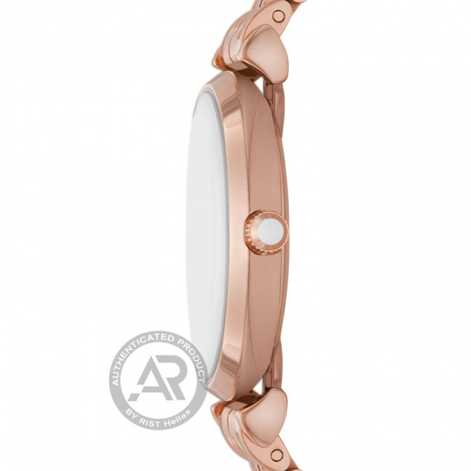 EMPORIO ARMANI Gianni T-Bar AR11446 Γυναικείο Ρολόι Quartz Ροζ Μπρασελέ Ασημί Καντράν Κρύσταλλα