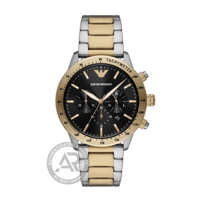 EMPORIO ARMANI Mario AR11521 Ανδρικό Quartz Chronograph Δίχρωμο Χρυσό Ασημί Μπρασελέ