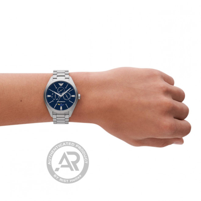 EMPORIO ARMANI Claudio AR11553 Ανδρικό Ρολόι Quartz Φάση Σελήνης Μπλε Καντράν