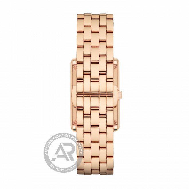 EMPORIO ARMANI Classic AR1906 Γυναικείο Ρολόι Quartz Τετράγωνο Καντράν Ροζ Μπρασελέ