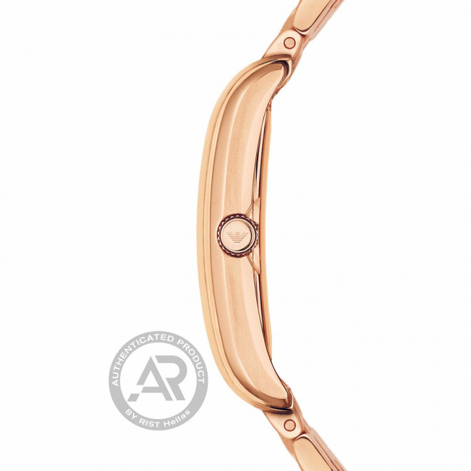 EMPORIO ARMANI Classic AR1906 Γυναικείο Ρολόι Quartz Τετράγωνο Καντράν Ροζ Μπρασελέ
