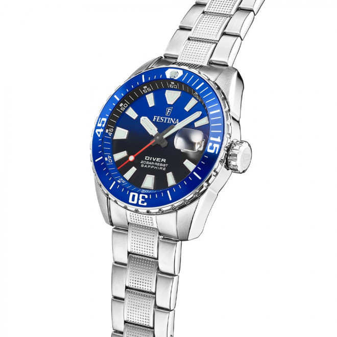 FESTINA Diver F20669/1 Ανδρικό Ρολόι Quartz Καταδυτικό 20 atm Μπλε Καντράν