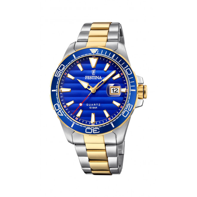FESTINA Prestige F20362/4 Ανδρικό Ρολόι Quartz Μπλε Καντράν Δίχρωμο Μπρασελέ 10 atm