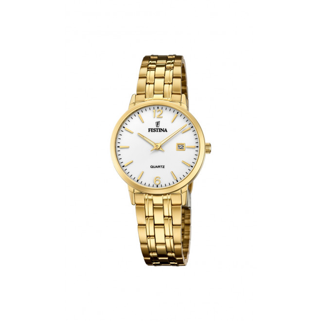 FESTINA Classics F20514/2 Γυναικείο Ρολόι Quartz Λευκό Καντράν Χρυσό Μπρασελέ 10 atm