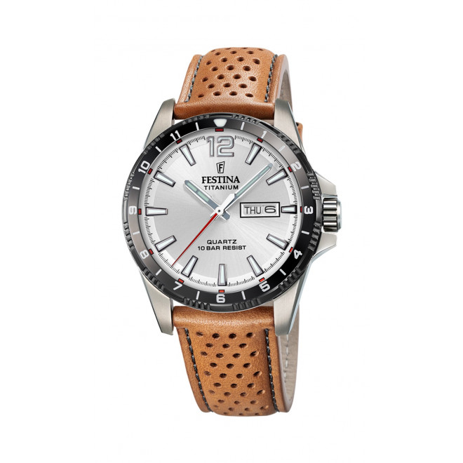 FESTINA Titanium F20699/1 Ανδρικό Ρολόι Quartz Καφέ Δερμάτινο Λουράκι 10 atm
