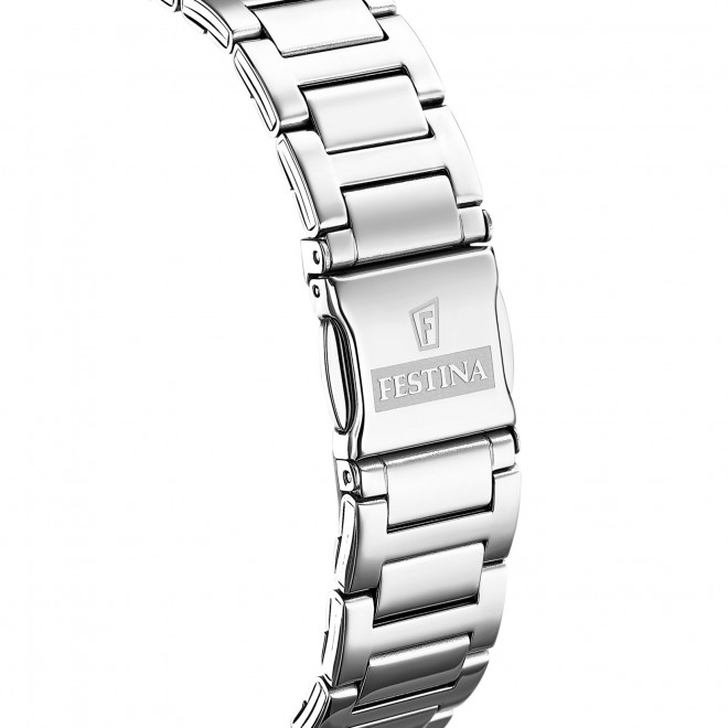 FESTINA Crystals F16719/2 Γυναικείο Ρολόι Quartz Μαύρο Καντράν Ασημί Μπρασελέ
