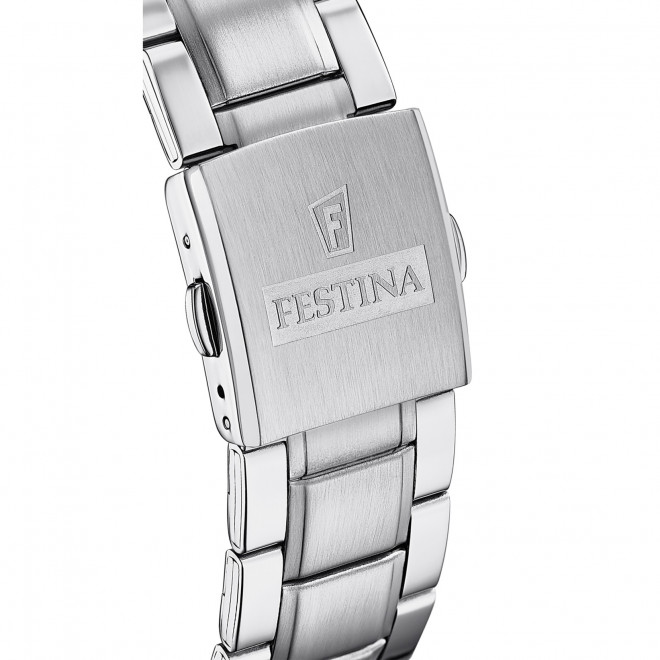 FESTINA Timeless Chronograph F16759/7 Ανδρικό Ρολόι Quartz Μπλε Καντράν Ασημί Μπρασελέ