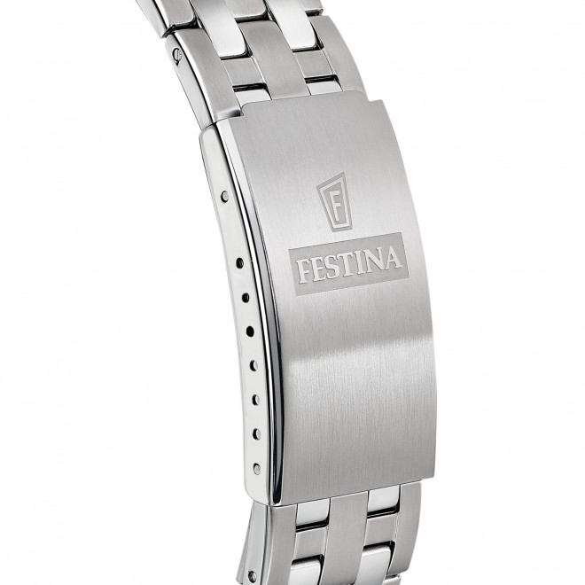 FESTINA F20357/3 Ανδρικό Ρολόι Quartz Μπλε Καντράν Ασημί Μπρασελέ 10 atm