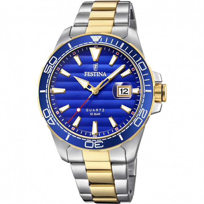 FESTINA Prestige F20362/4 Ανδρικό Ρολόι Quartz Μπλε Καντράν Δίχρωμο Μπρασελέ 10 atm