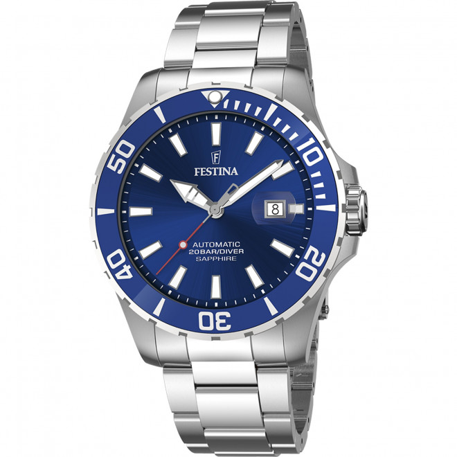 FESTINA F20531/3 Ανδρικό Ρολόι Αυτόματο Καταδυτικό 20 atm Μπλε Καντράν