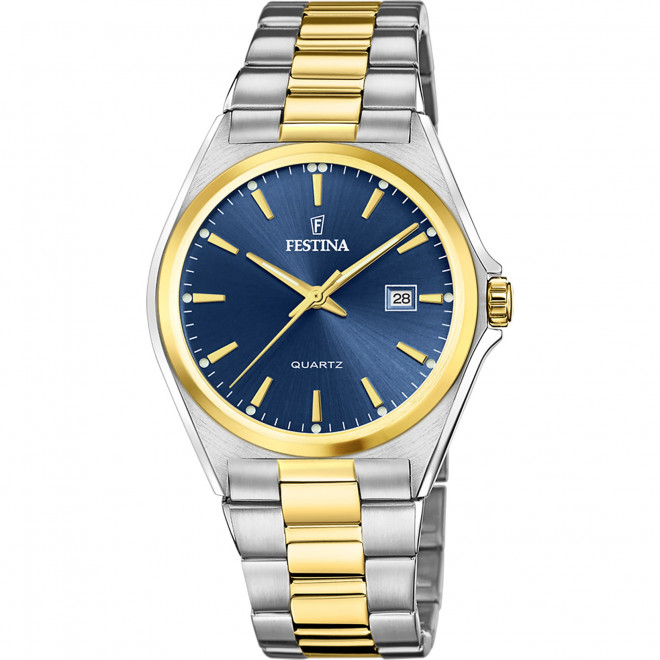FESTINA Classics F20554/4 Ανδρικό Ρολόι Quartz Μπλε Καντράν Δίχρωμο Μπρασελέ