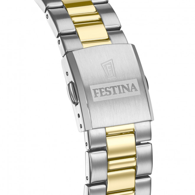 FESTINA Classics F20554/4 Ανδρικό Ρολόι Quartz Μπλε Καντράν Δίχρωμο Μπρασελέ