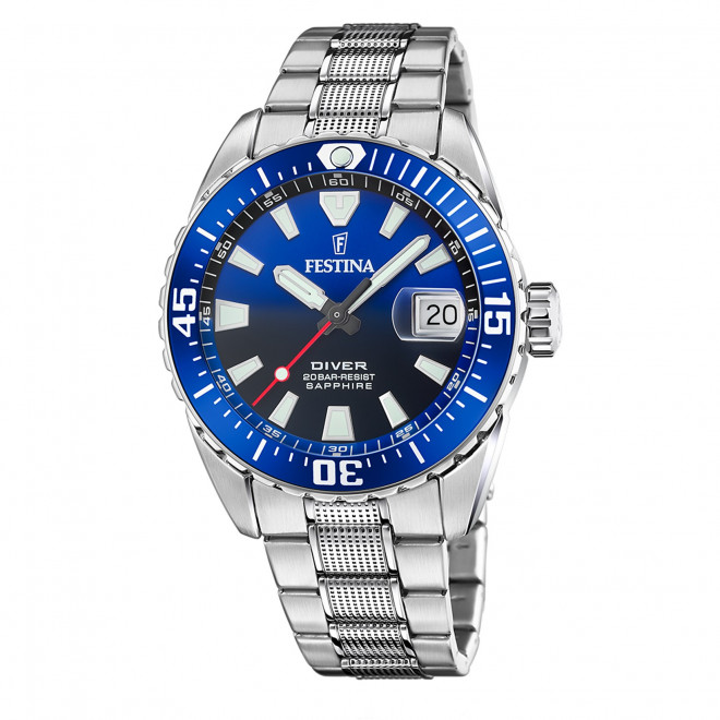 FESTINA Diver F20669/1 Ανδρικό Ρολόι Quartz Καταδυτικό 20 atm Μπλε Καντράν