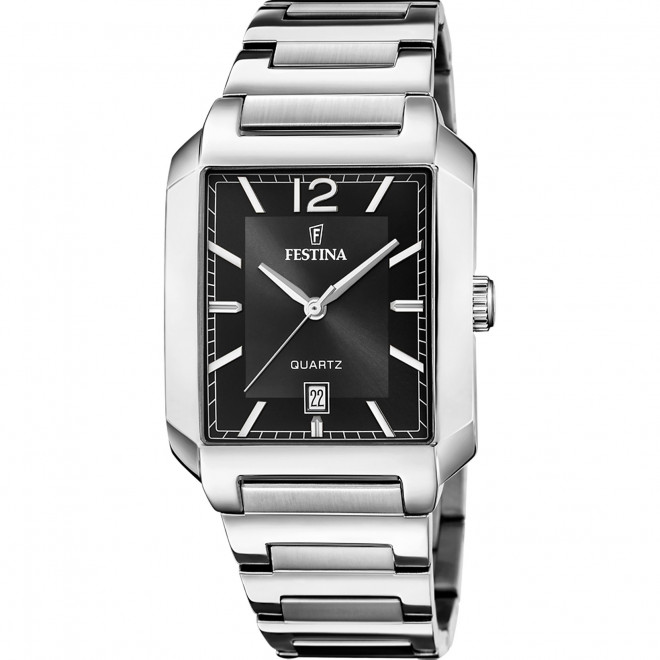 FESTINA On The Square F20677/4 Ανδρικό Ρολόι Quartz Τετράγωνο Μαύρο Καντράν