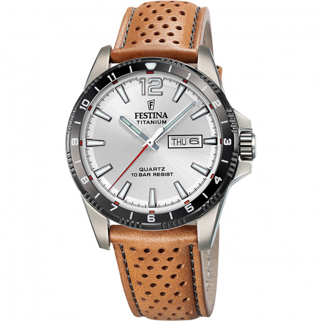 FESTINA Titanium F20699/1 Ανδρικό Ρολόι Quartz Καφέ Δερμάτινο Λουράκι 10 atm