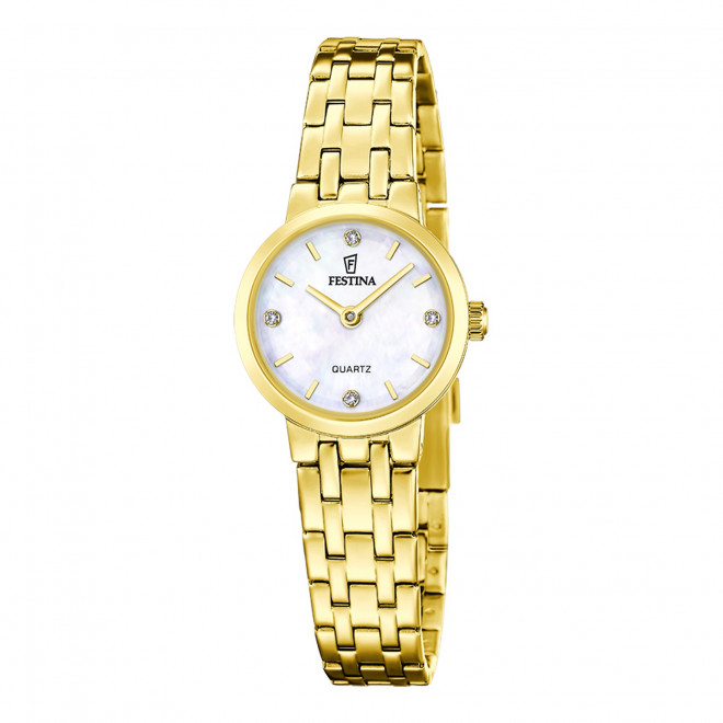 FESTINA Mademoiselle F20748/1 Γυναικείο Ρολόι Quartz Λευκό Μαργαριταρένιο Καντράν Χρυσό Μπρασελέ