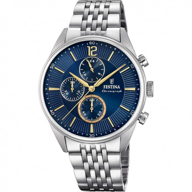 FESTINA Timeless Chronograph F20285/3 Ανδρικό Ρολόι Quartz Μπλε Καντράν