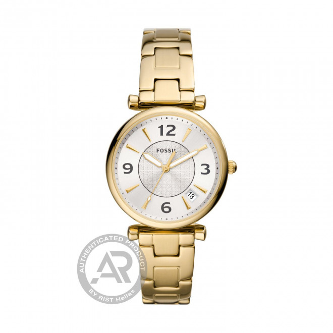 FOSSIL Carlie ES5159 Γυναικείο Ρολόι Quartz Χρυσό Μπρασελέ Λευκό Καντράν