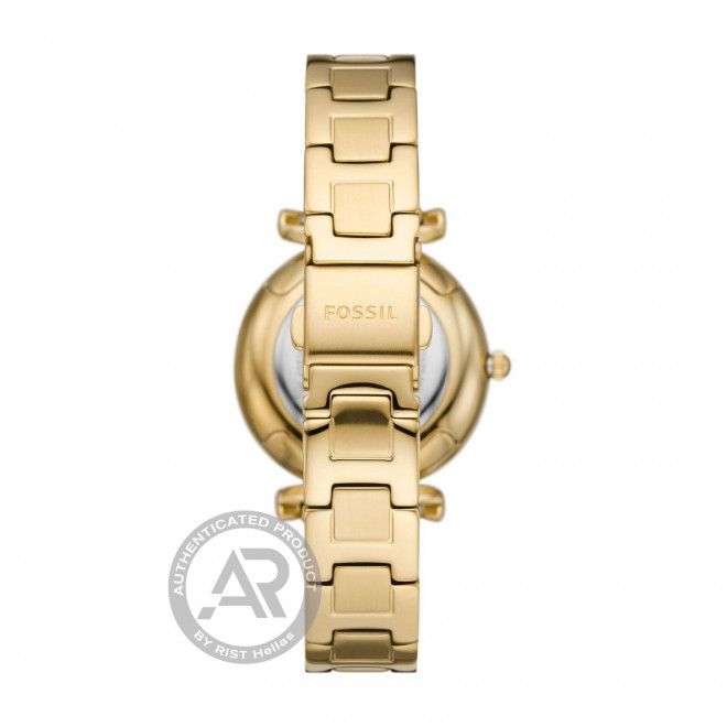 FOSSIL Carlie ES5159 Γυναικείο Ρολόι Quartz Χρυσό Μπρασελέ Λευκό Καντράν