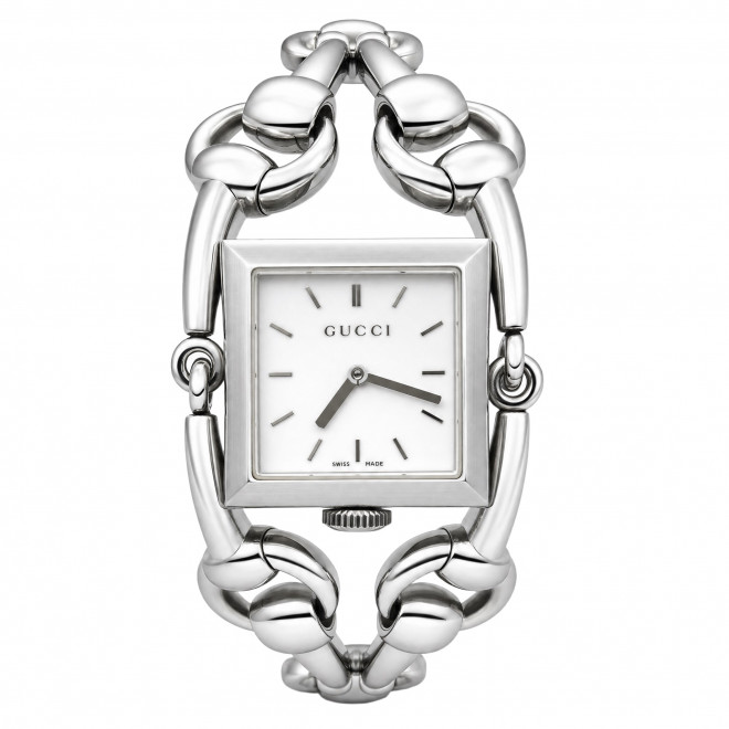GUCCI Signoria 116.3 Ελβετικό Γυναικείο Ρολόι Quartz Τετράγωνο Λευκό Καντράν Ασημί Μπρασελέ