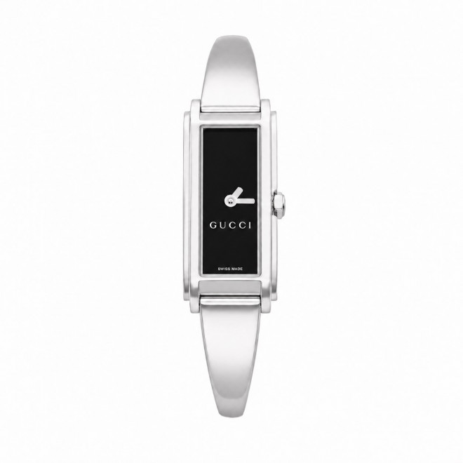 GUCCI 109 Ελβετικό Minimal Γυναικείο Ρολόι Quartz Μαύρο Καντράν Ασημί Μπρασελέ