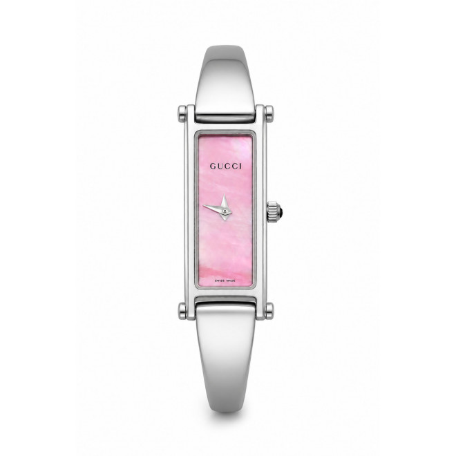 GUCCI 1500L Ελβετικό Minimal Γυναικείο Ρολόι Quartz Ροζ Μαργαριταρένιο Καντράν Ασημί Μπρασελέ