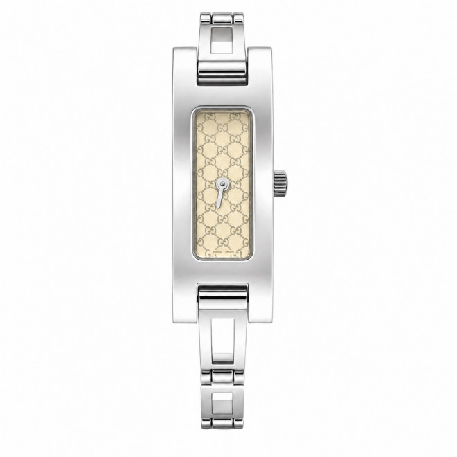 GUCCI 3900L Ελβετικό Minimal Γυναικείο Ρολόι Quartz Ορθογώνιο Μπεζ GG Monogram Καντράν