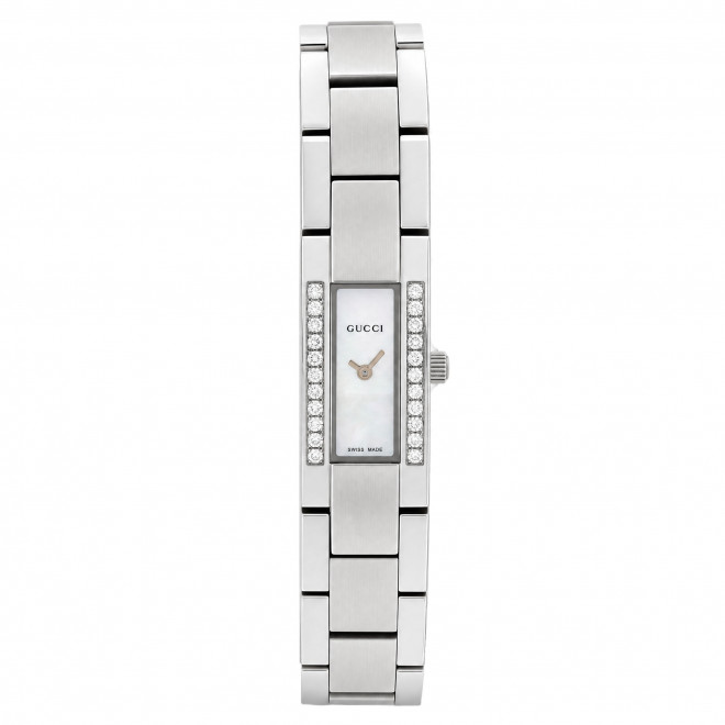 GUCCI 4600L Ελβετικό Γυναικείο Ρολόι Quartz Ορθογώνιο Μαργαριταρένιο Καντράν με Διαμάντια