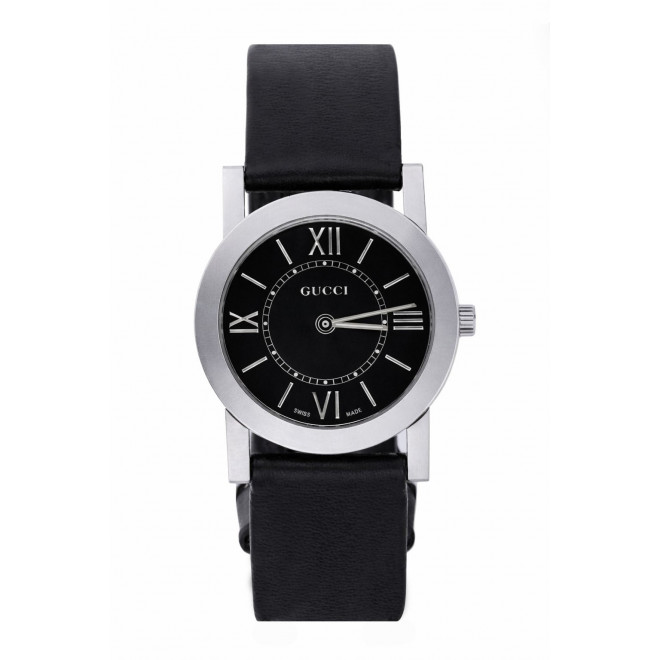 GUCCI 5200L.1 Ελβετικό Γυναικείο Ρολόι Quartz Swiss Made Μαύρο Καντράν Δερμάτινο Λουράκι