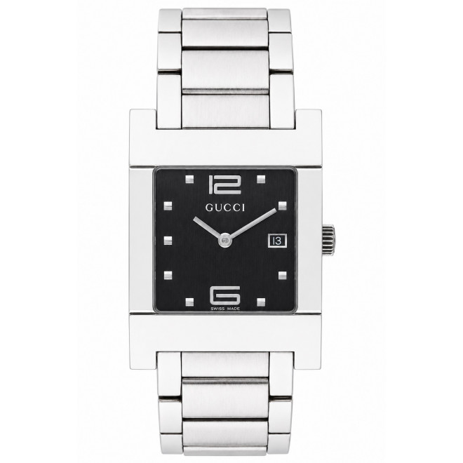 GUCCI 7700L Ελβετικό Γυναίκειο Ρολόι Quartz  Τετράγωνο Μαύρο Καντράν