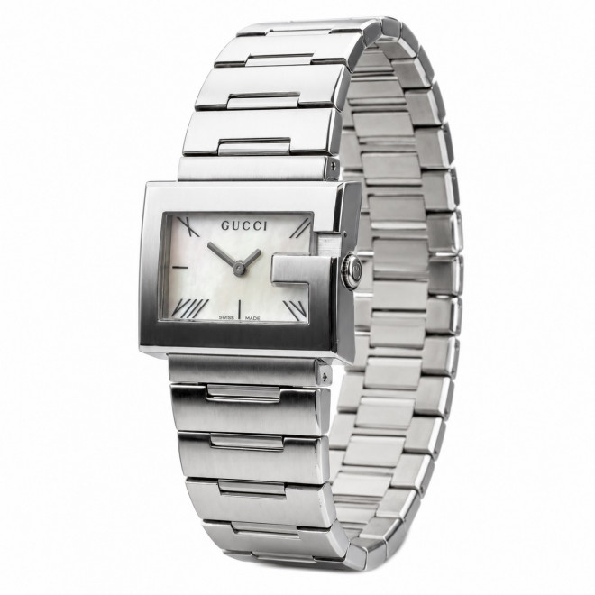 GUCCI 100L Ελβετικό Ρολόι Quartz Swiss Made Ορθογώνιο Λευκό Καντράν