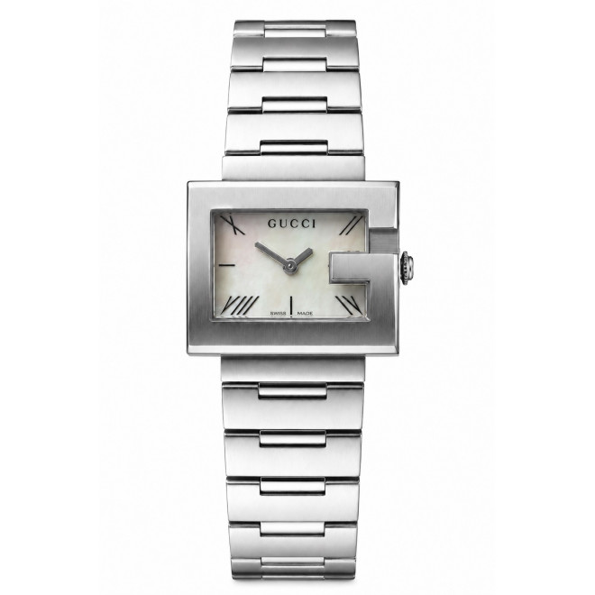 GUCCI 100L Ελβετικό Ρολόι Quartz Swiss Made Ορθογώνιο Λευκό Καντράν