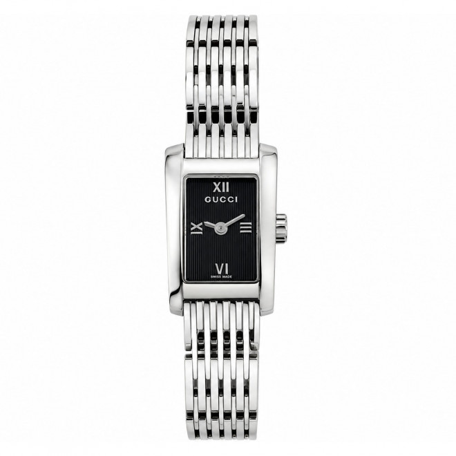GUCCI 8600L Ελβετικό Γυναικείο Ρολόι Minimal Quartz Ορθογώνιο Μαύρο Καντράν