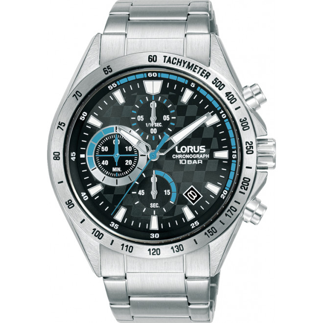 LORUS Sports RM307JX9 Ανδρικό Ρολόι Quartz Chronograph Μαύρο Μπλε Καντράν 10 atm