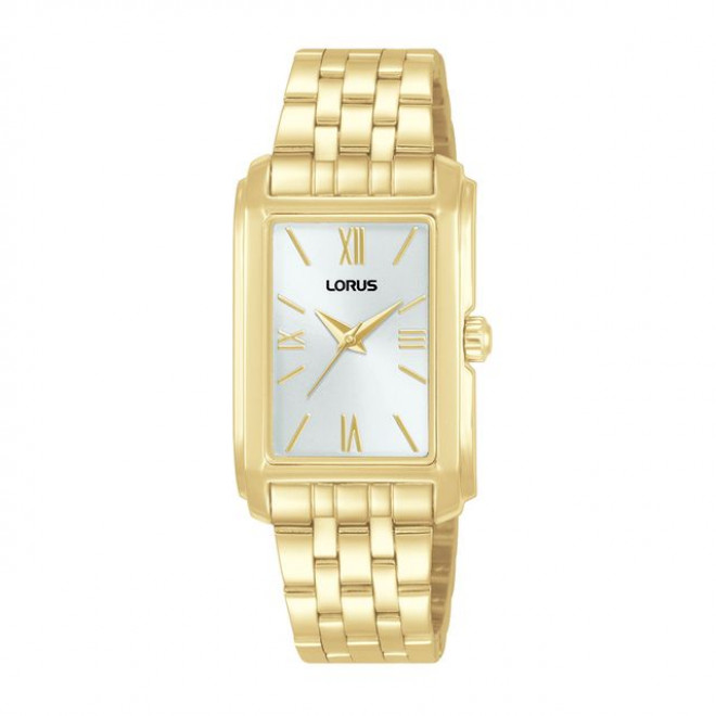 LORUS Women RRX74JX9 Γυναικείο Ρολόι Quartz Ορθογώνιο Ασημί Λευκό Καντράν Χρυσό Μπρασελέ