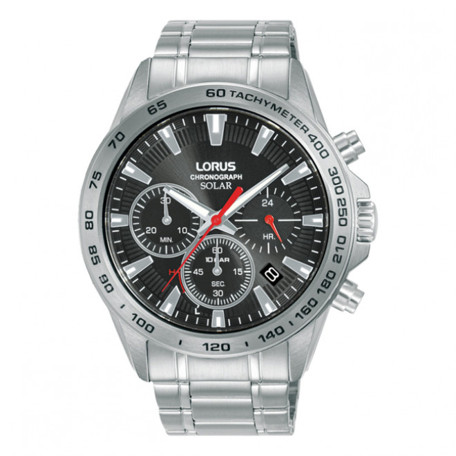 LORUS Sports Solar RZ501AX9 Ανδρικό Ρολόι Chronograph Μαύρο Καντράν 10 atm