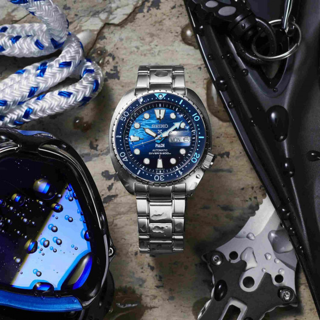 SEIKO PADI Prospex 'Great Blue' Turtle Scuba SRPK01K1J Ανδρικό Ρολόι Αυτόματο Καταδυτικό 20 atm