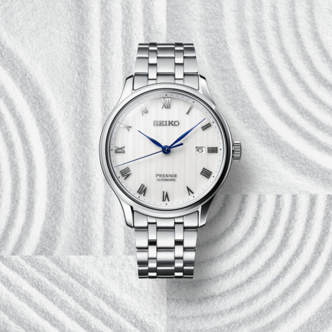 SEIKO Presage Zen Garden SRPC79J1 Ανδρικό Ρολόι Αυτόματο Λευκό Καντράν