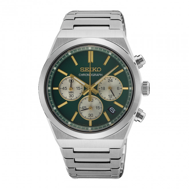 SEIKO Essential Time SSB461P1 Ανδρικό Ρολόι Quartz Chronograph Πράσινο Καντράν