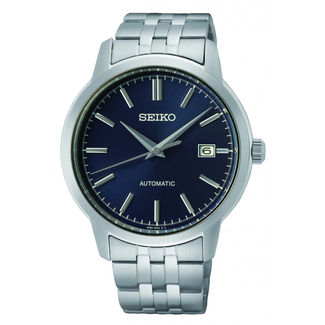 SEIKO Essential Time SRPH87K1 Ανδρικό Ρολόι Αυτόματο Μπλε Καντράν Ασημί Μπρασελέ